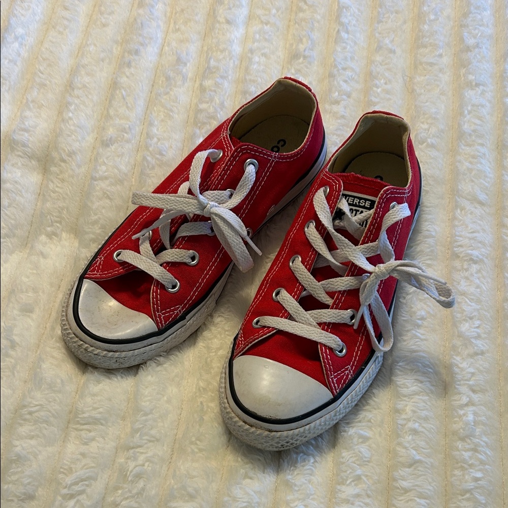 Converse Kids Red Low-Top Canvas Sneakers with White Laces